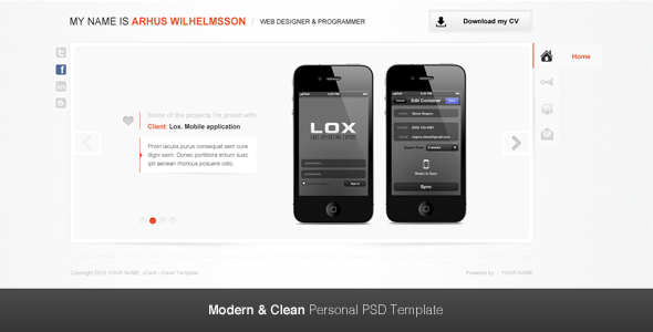 Modern & Clean Personal PSD Template Personal