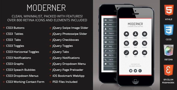 Moderner Mobile Retina | HTML5 & CSS3 And iWebApp Template