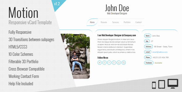 Motion - Responsive vCard Template Personal