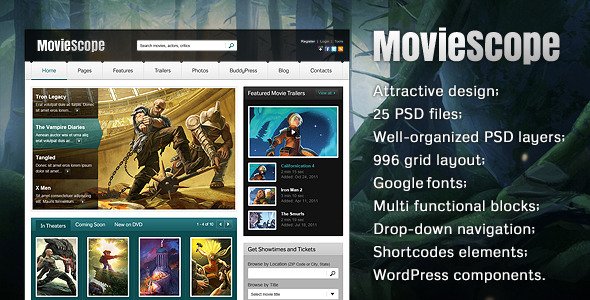 MovieScope PSD Template Entertainment PSDTemplates
