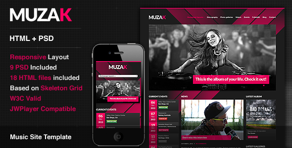Muzak - Premium Music Site Template Entertainment