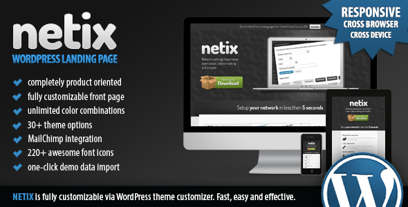 Netix - Responsive WordPress Landing Page Technology