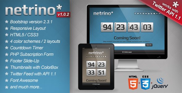 Netrino - Bootstrap Coming Soon Page Template Specialty Page