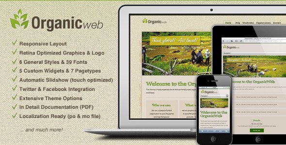Organic Web - Environmental WordPress Theme Nonprofit