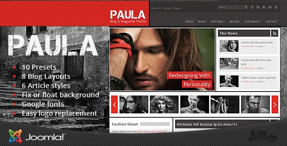Paula - Blog & Magazine Joomla Theme Blog/Magazine