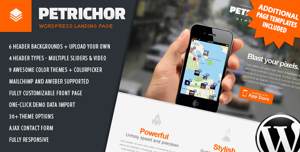 Petrichor - Responsive WordPress Landing Page Technology
