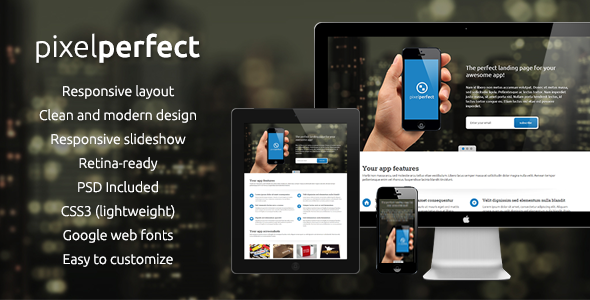 PixelPerfect - Responsive Landing Page LandingPages Landing Page