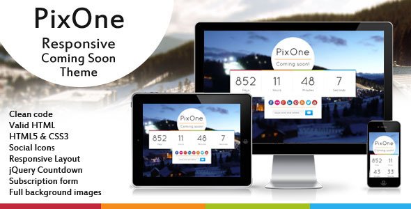 Pixone Responsive Coming Soon Theme Template Specialty Page