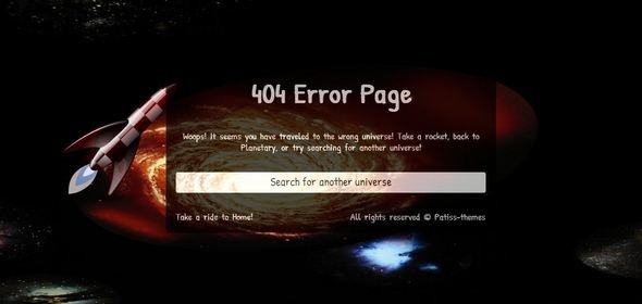Planetary - Premium Error Page Template Specialty Page