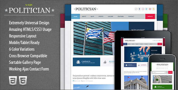 Politician Responsive HTML5/CSS3 Template Nonprofit