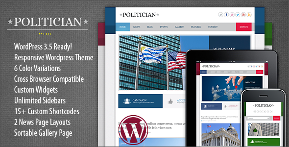 Politician Responsive WordPress Theme Nonprofit