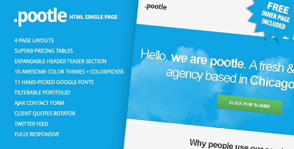 Pootle - Premium Responsive Single Page Template Creative