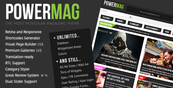 PowerMag: The Most Muscular Magazine/Reviews Theme WordPress