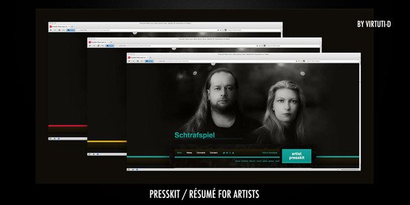 Presskit/Résumé for Artists + Mobile Version Template Creative