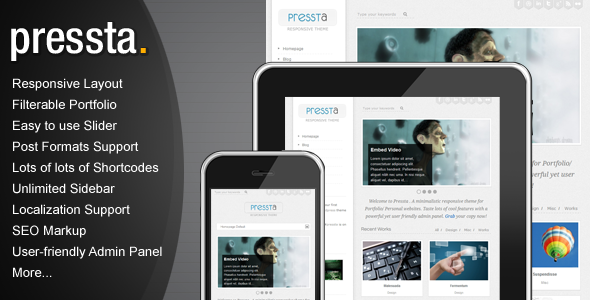 Pressta - Responsive Minimalistic Wordpress Theme Creative