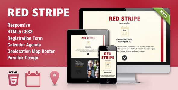 Red Stripe Responsive Parallax Event Site Template Creative