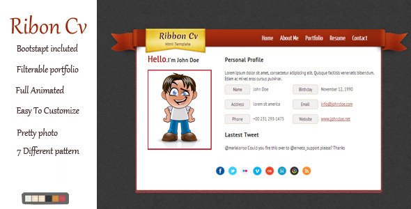 Ribon Vcard Responsive Template Personal