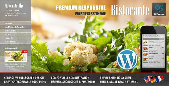 Ristorante Responsive Restaurant Wordpress Theme Retail
