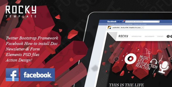 Rocky Facebook Fan Page Template Entertainment