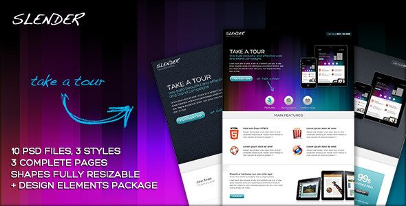 SLENDER - Take a tour micro site PSD template Corporate PSDTemplates