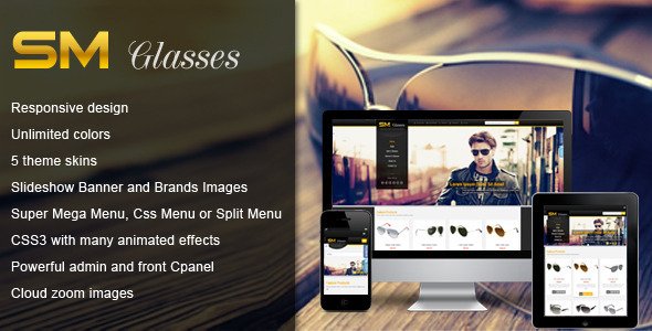 SM Glasses Responsive Magento Theme Shopping