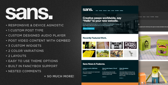Sans – A Responsive Portfolio WordPress Theme Creative