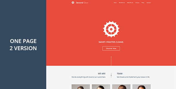 Second Gear - One Page Portfolio PSD Template Creative