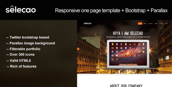 Selecao - bootstrap parallax one page template Creative