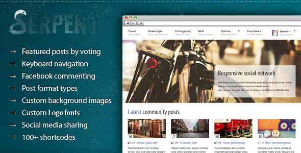 Serpent - Responsive Social Network Theme WordPress Blog/Magazine