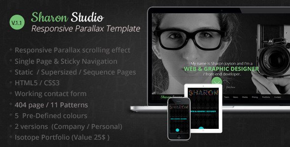 Sharon Studio Responsive Parallax Scrolling Template Creative