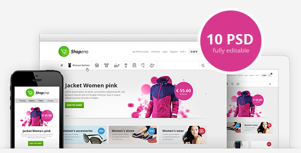 Shopeno - Modern Ecommerce PSD Template Retail