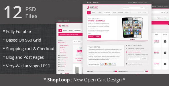 Shoploop: clean and modern open cart PSD Retail