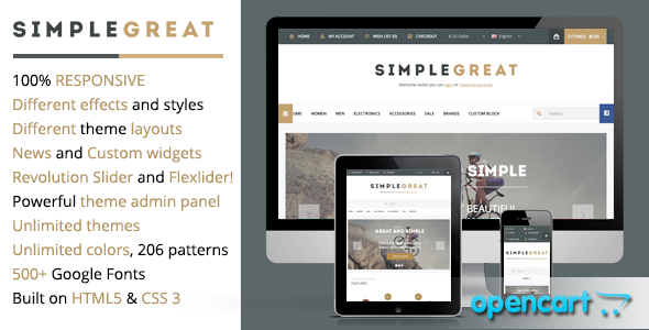 SimpleGreat – Premium Responsive OpenCart theme! Shopping
