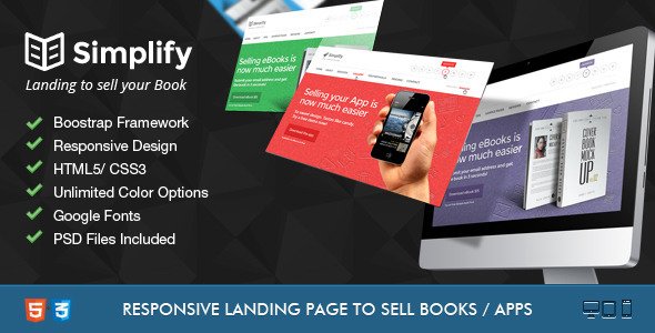 Simplify - Sell your Book / App Landing LandingPages Landing Page