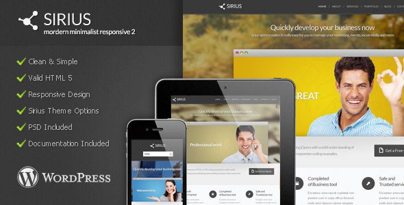 Sirius - Modern Minimalist Wordpress Theme Corporate
