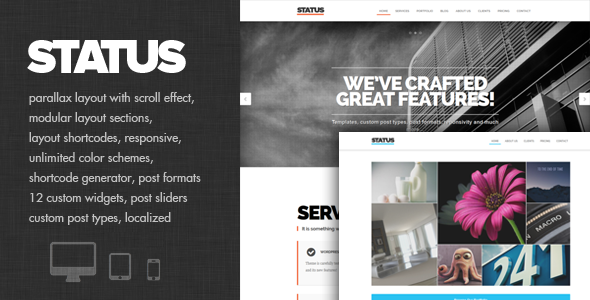 Status - Parallax and modular Theme WordPress Creative