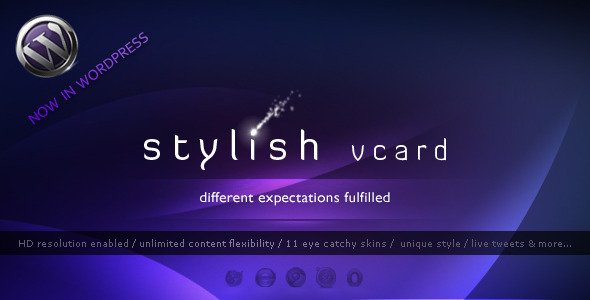 Stylish Vcard Wordpress - 11 Skins Blog/Magazine