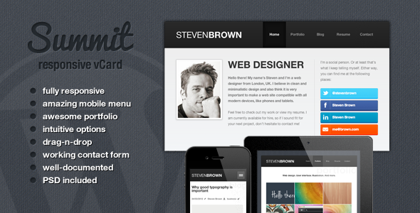 Summit - Responsive WordPress vCard Theme Creative