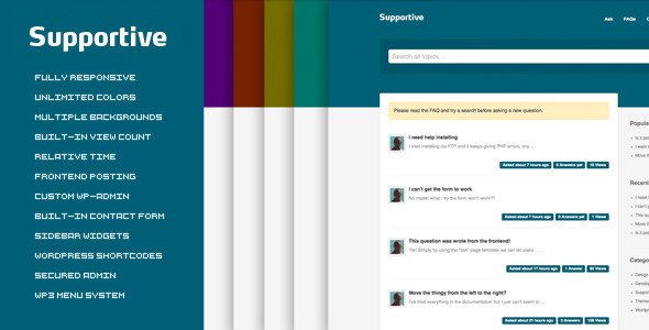 Supportive Responsive Knowledgebase Theme WordPress Corporate