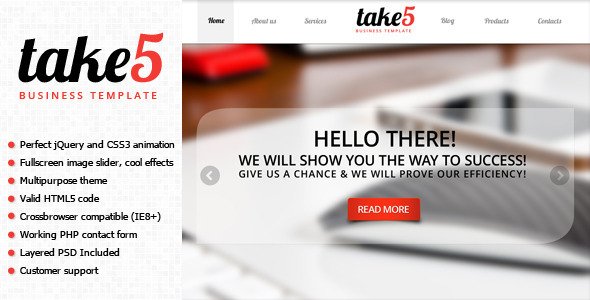 Take5 is a premium multipurpose template Corporate