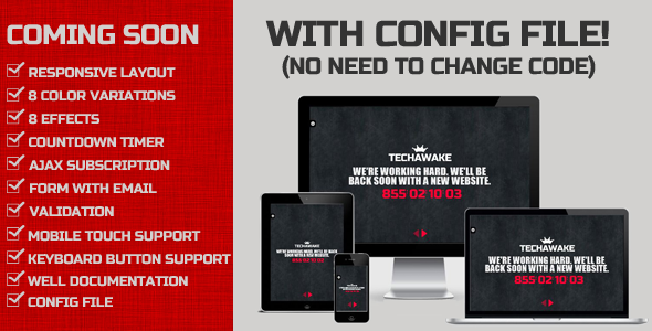 Techawake > Coming Soon Responsive Theme Template Specialty Page