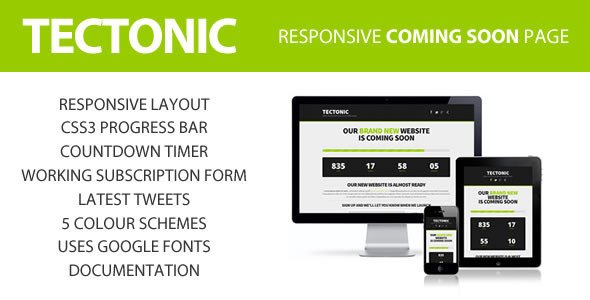 Tectonic - Responsive Coming Soon Page Template Specialty Page