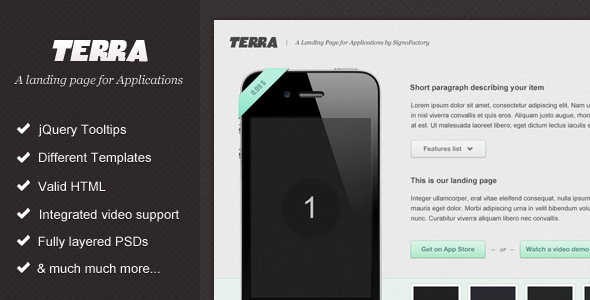 Terra - Landing page for Applications