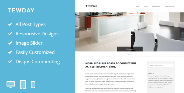 Tewday - A Responsive Template Tumblr Blogging