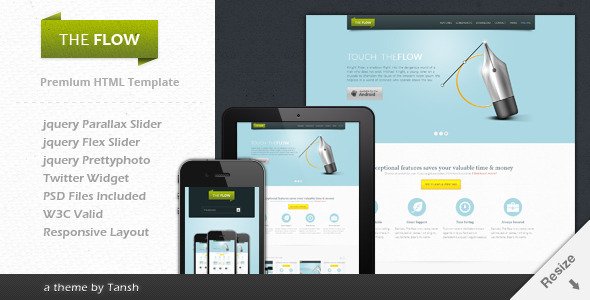 The Flow - Responsive One Page App Template LandingPages Landing Page