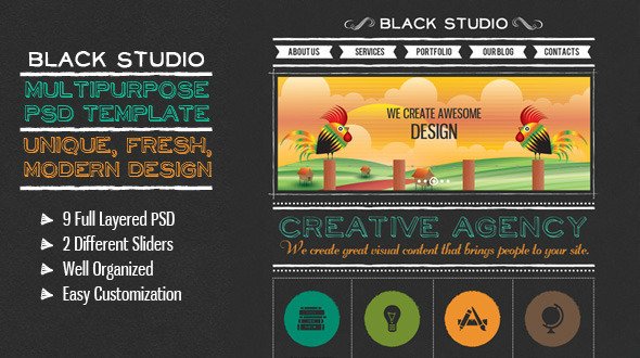 The Multi Purpose Black Studio PSD Creative
