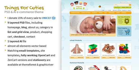 Things for Cuties - E-Commerce Baby Shop Template PSD