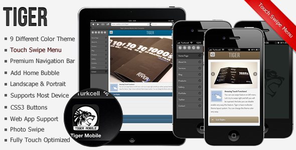 Tiger | jQuery Mobile Web Template & Web App Mobile