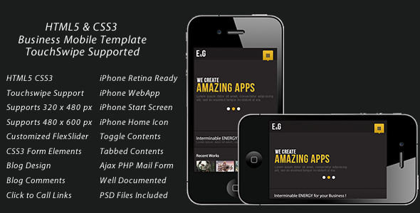 Touch Optimized Mobile Template (CSS3 & HTML5) Mobile