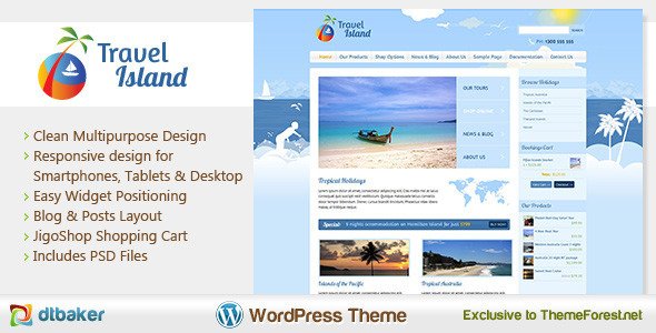 Travel Island - Responsive JigoShop e-Commerce WordPress Theme eCommerce